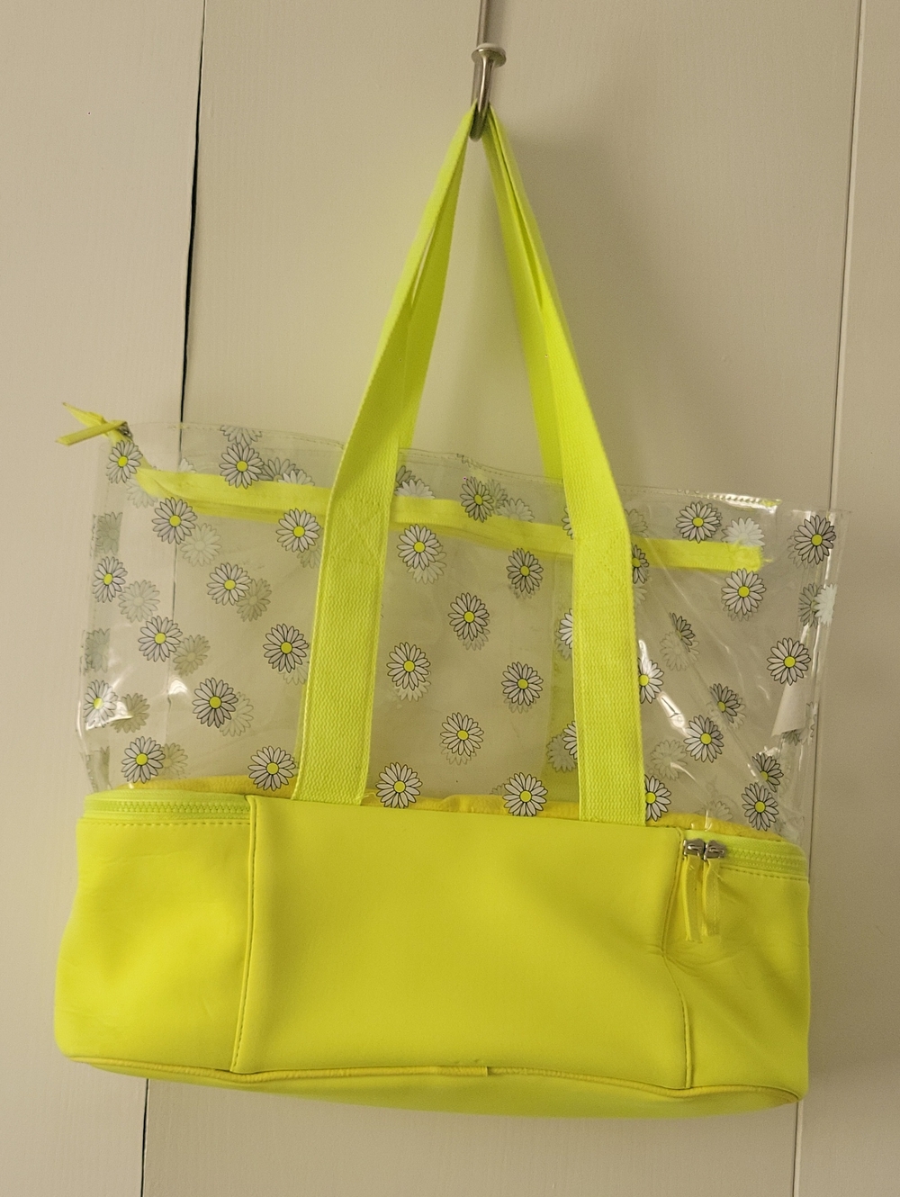Clear Daisy Tote with Neon Yellow Base and Straps